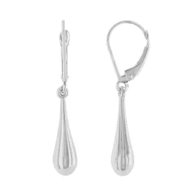 14k White Gold Plain and Simple Teardrop Dangle Drop Earrings