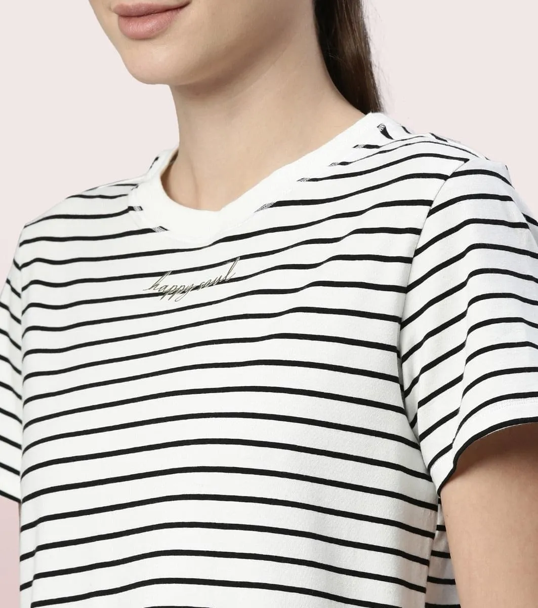 Active Cotton Tee -Stripes | Yarn Dyed Stripe Short Sleeve Anti-Odour Cotton Tee With Graphic