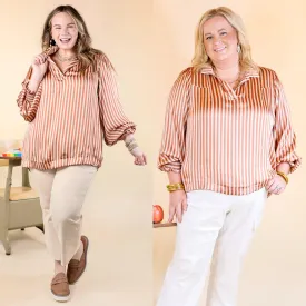 Back To Classic Long Sleeve Striped Top in Dusty Coral Orange