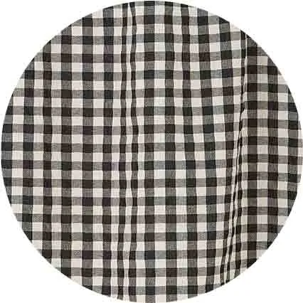 Black Gingham Check Smocked Short Sleeve Seersucker Women's Shirt