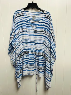 Blouse Short Sleeve By Catherines In Blue & White, Size: 1x