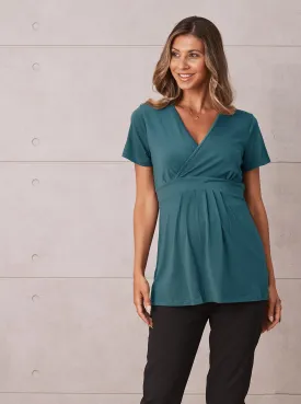 Bree Maternity  Crossover Work Top - Teal