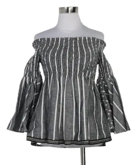 Caroline Constas Grey & White Striped Linen Top sz 0