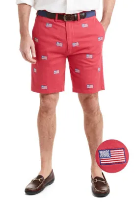 Castaway CISCO SHORT - HURRICANE RED W/ AMERICAN FLAG