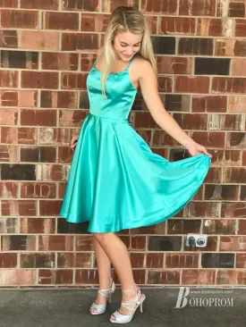 Cheap Satin Homecoming Dresses A-line Short Party Gowns HD249