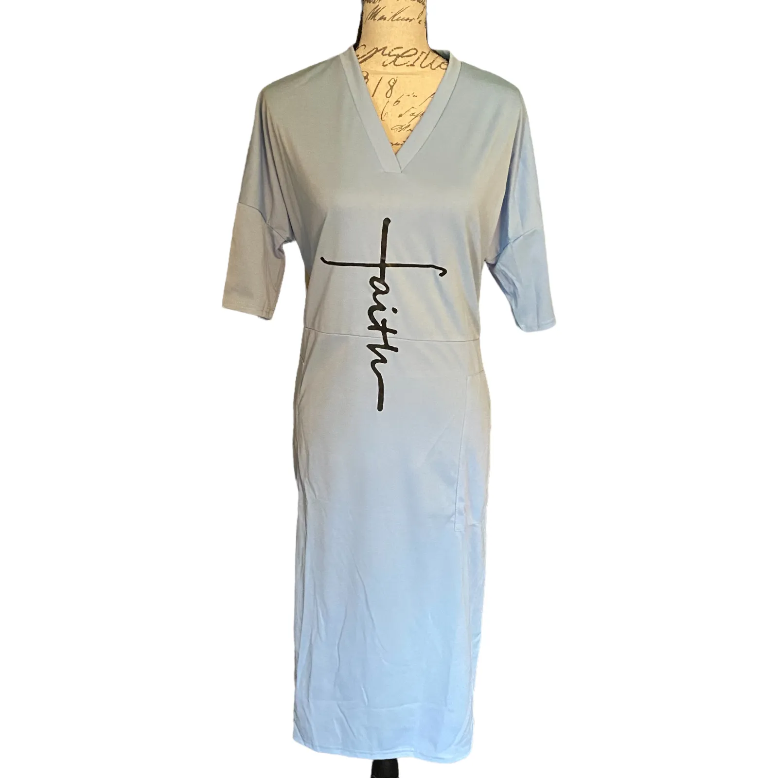 Faith Baby Blue Short Sleeve Dress Size 2XL NEW