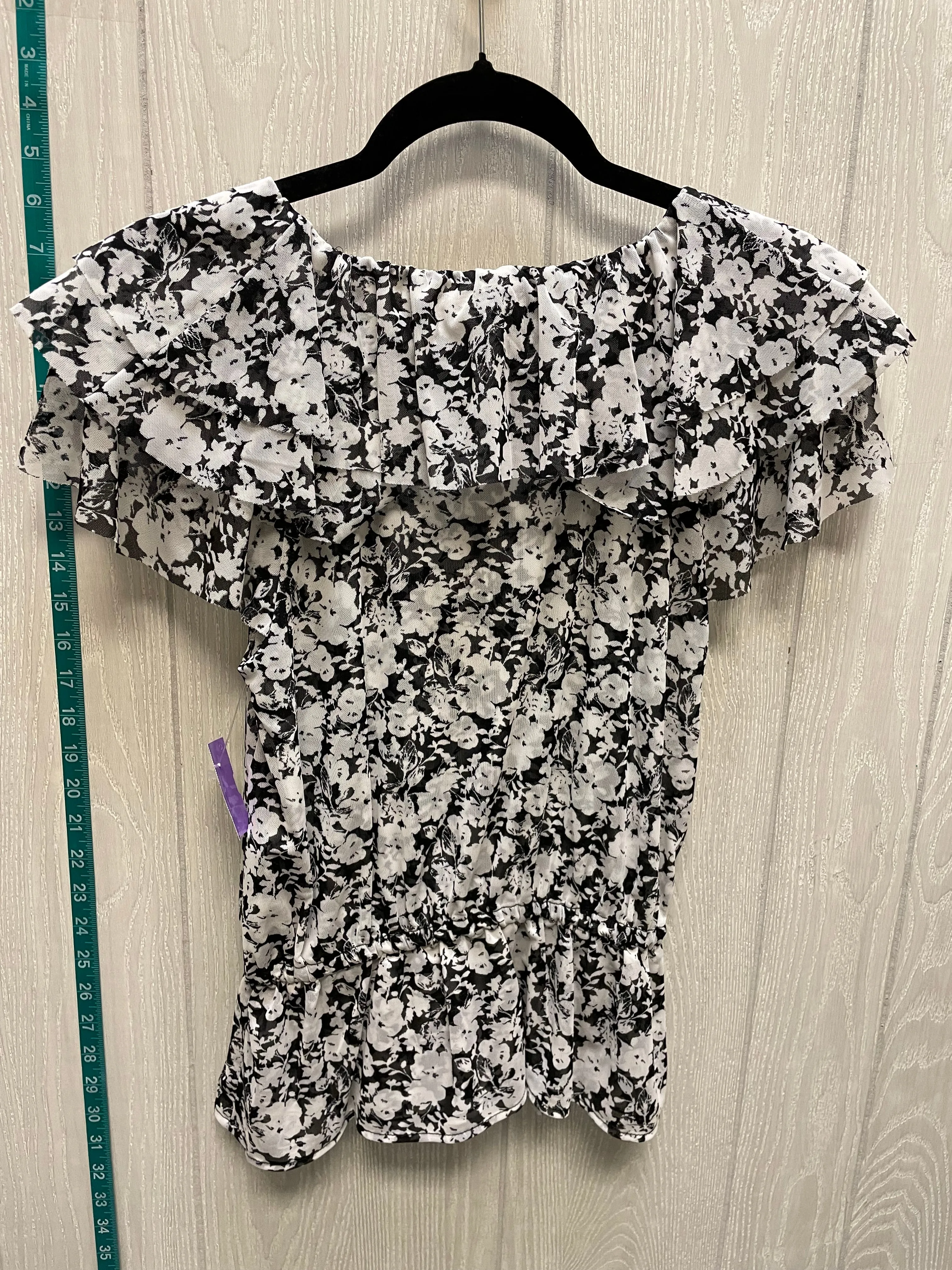 Floral Print Blouse Short Sleeve White House Black Market, Size S