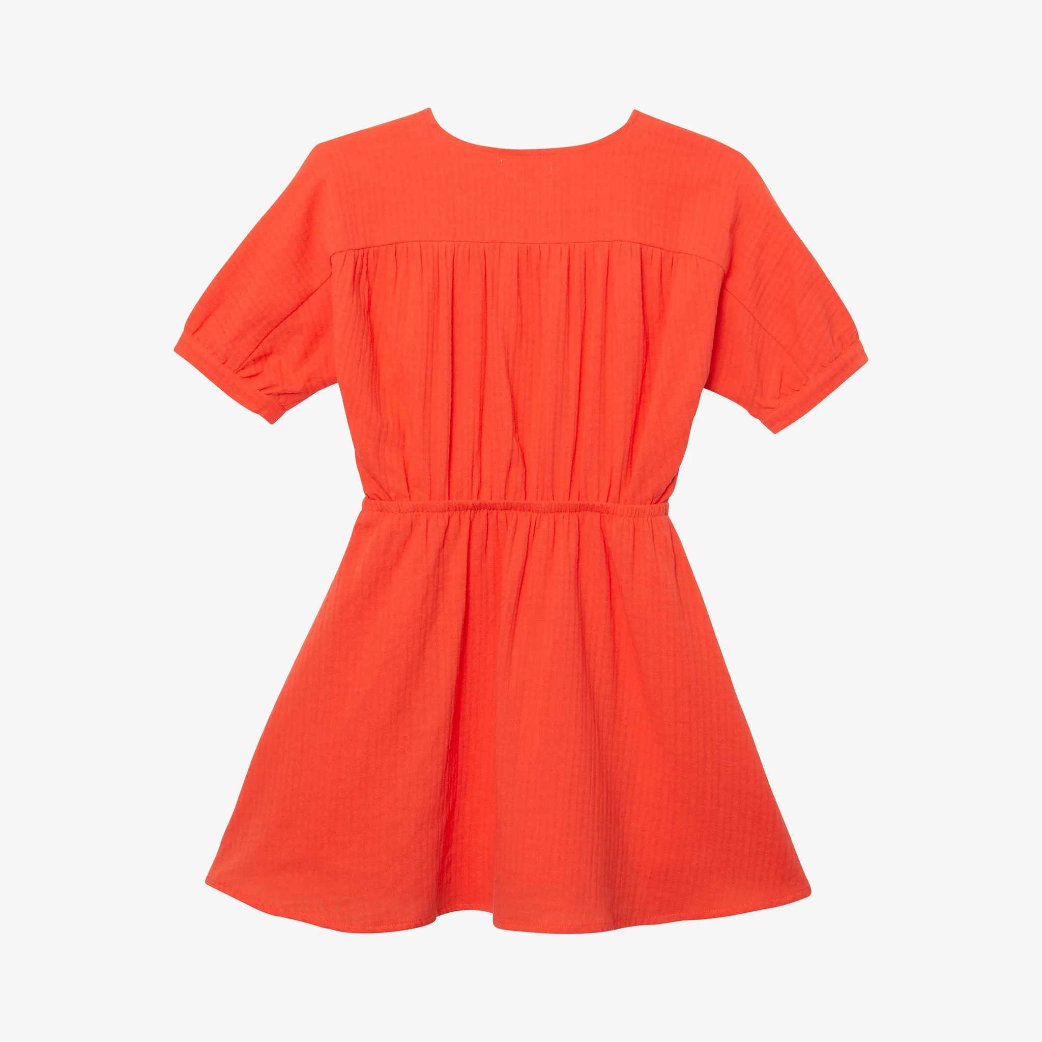 Girl's orange woven embroidered dress