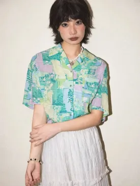 Hand-painted printed short sleeve shirt【s0000007809】