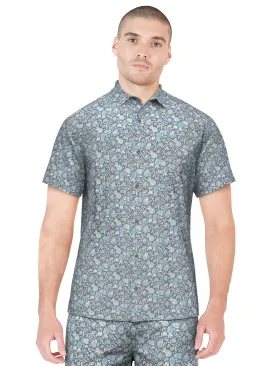 Men's Woven Pineapple Print Golf Shirt