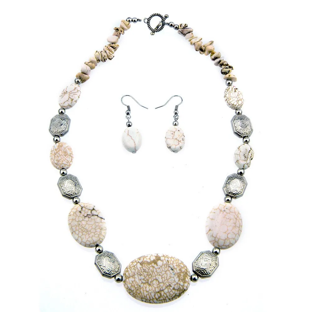 Montana West White Beads Short Necklace Set