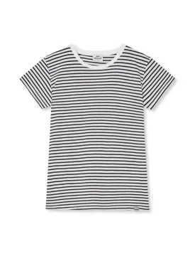 Organic Jersey Stripe Tuvina Tee FAV,  White/Black