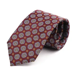 Pensacola Medallion Polyester Tie, Burgundy / Orange / Light Blue