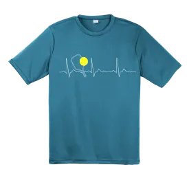 Pickleball Heartbeat EKG | Men's Short Sleeve Athletic Pickleball Shirt | 100% Polyester