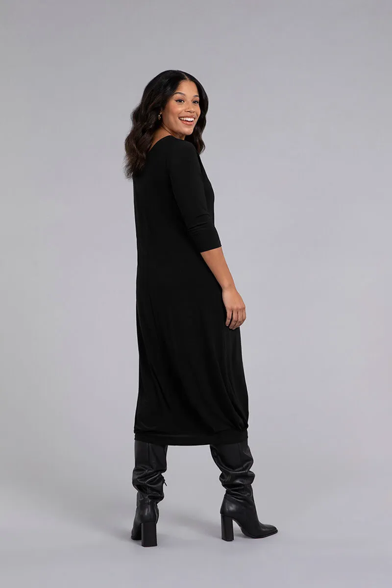 Pleat Hem Dress | Black