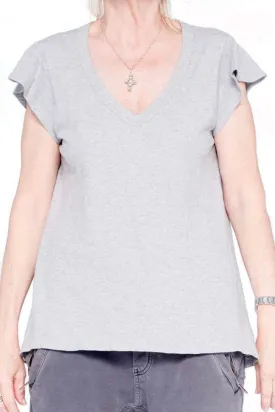 Sexy Heather Grey V Neck T Shirt