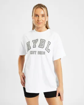 Varsity Oversized T Shirt - White/Olive