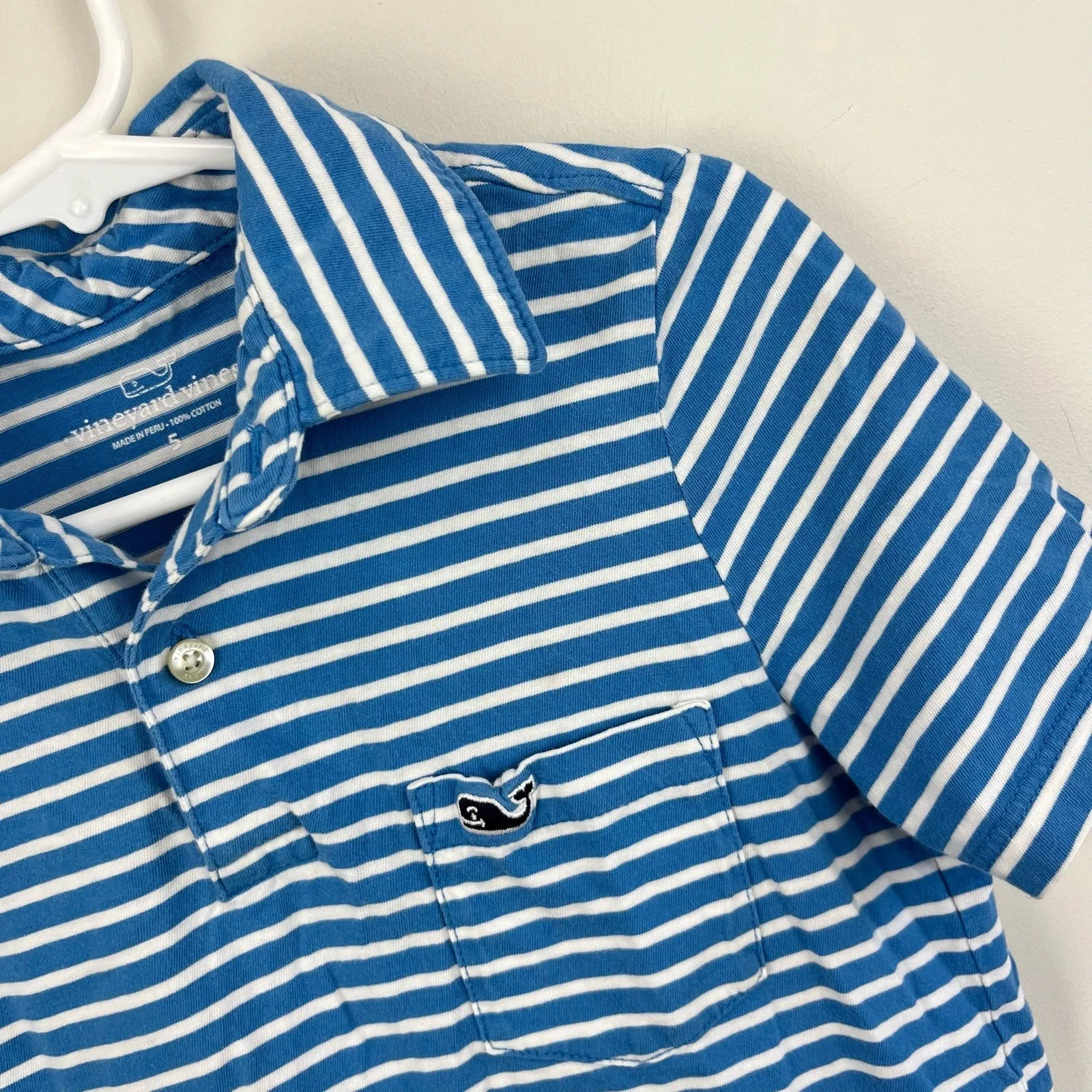 Vineyard Vines Blue & White Striped Polo Shirt 5T