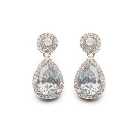 White Crystal Drop Earrings